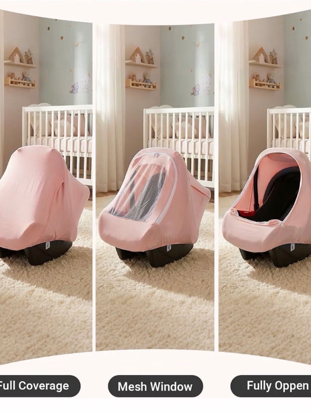 Baby Car Seat Canopy - Pink Infant Car Seat Cover